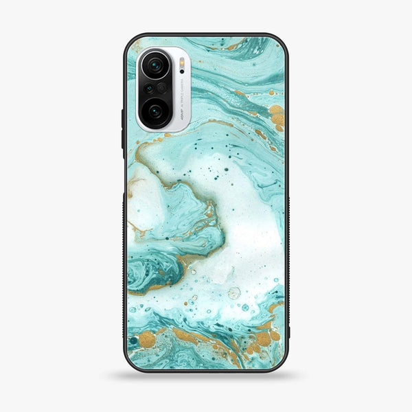 Xiaomi Poco F3 - Aqua Blue Marble Design -  Premium Printed Metal soft Bumper shock Proof Case