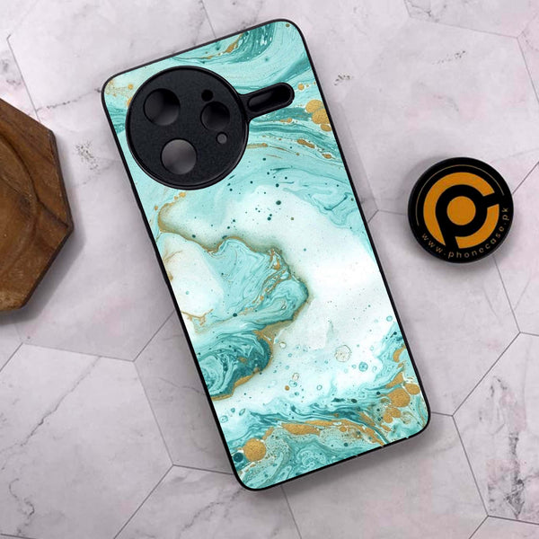 Xiaomi Poco F7 Ultra 5G - Aqua Blue Marble Design - Premium Metal Printed soft Bumper shock Proof Case