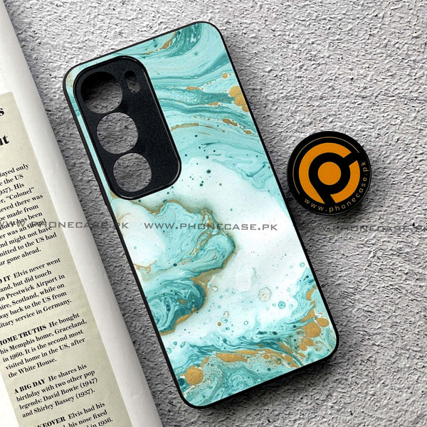 Vivo Y19s Pro -  Aqua Blue Marble Design - Premium Metal Printed soft Bumper shock Proof Case