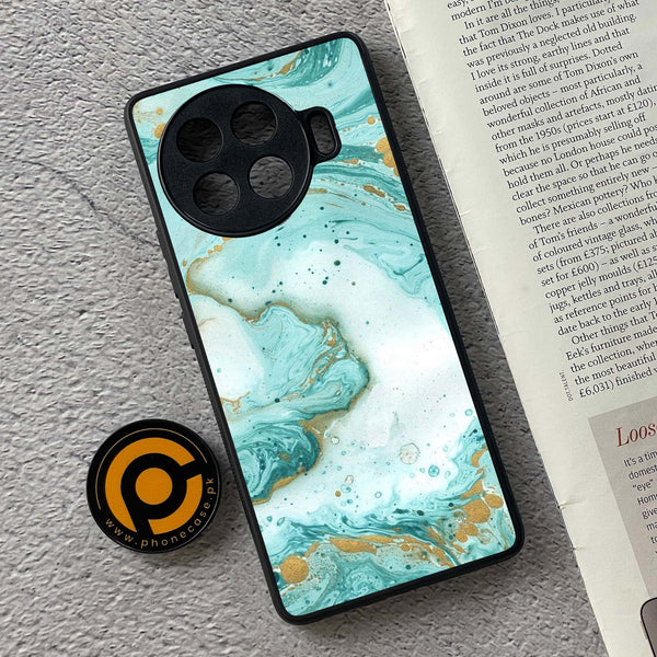 Tecno Spark 20 Pro Plus - Aqua Blue Marble Design -  Premium Printed Metal soft Bumper shock Proof Case
