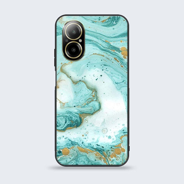 Realme C67 - Aqua Blue Marble Design -  Premium Printed Metal soft Bumper shock Proof Case