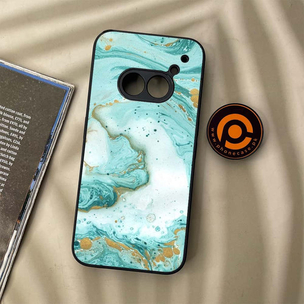 Nothing Phone (2a) - Aqua Blue Marble Design - Premium Metal Printed soft Bumper Shock Proof Case