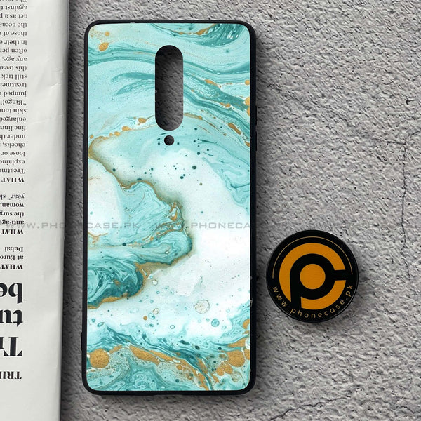 OnePlus 8 - Aqua Blue Marble Design - Premium Printed Glass soft Bumper Shock Proof Case CS-46503