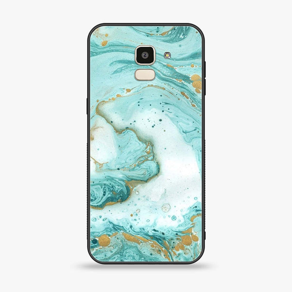 Samsung Galaxy J6 (2018) - Aqua Blue Marble Design - Premium Printed Glass soft Bumper Shock Proof Case CS-7513
