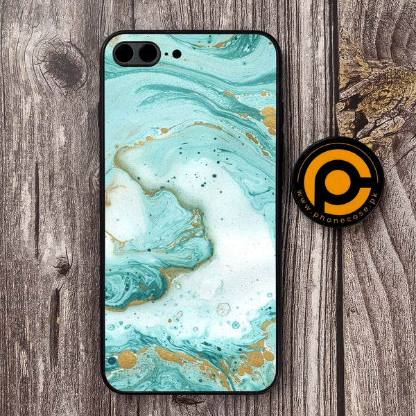 iPhone 7 Plus - Aqua Blue Marble Design - Premium Metal Printed soft Bumper shock Proof Case