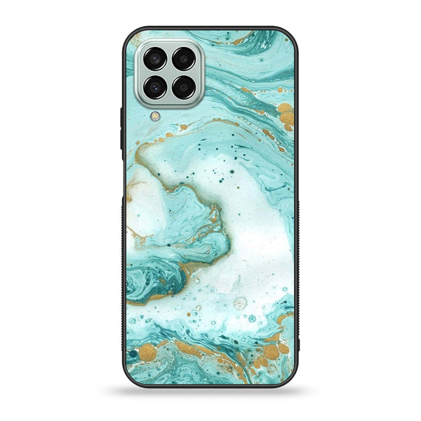 Samsung Galaxy M33 - Aqua Blue Marble Design - Premium Metal  Printed soft Bumper shock Proof Case CS-27358