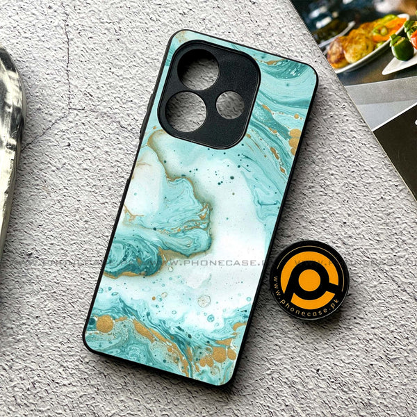 Oppo A5 Pro  - Aqua Blue Marble Design - Premium Printed Metal soft Bumper shock Proof Case