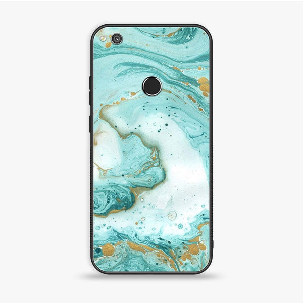 Huawei Honor 8 Lite - Aqua Blue Marble Design - Premium Printed Glass soft Bumper Shock Proof Case