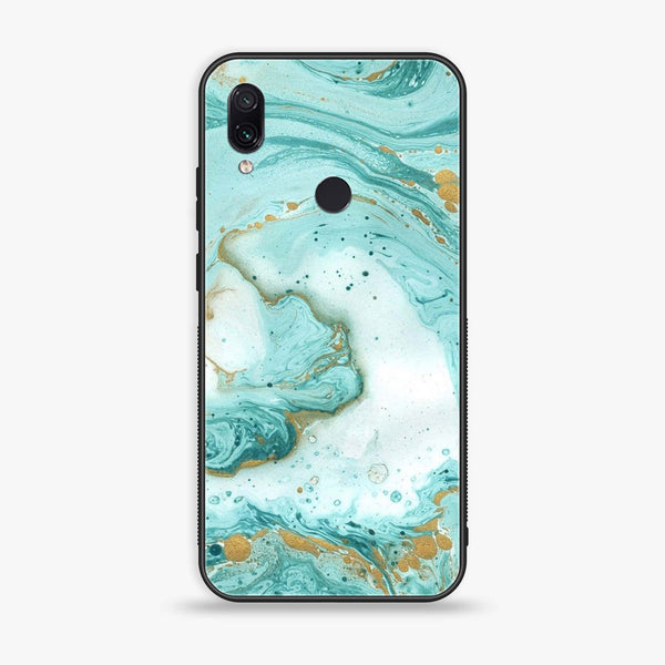 Xiaomi Redmi Note 7 - Aqua Blue Marble Design -  Premium Printed Metal soft Bumper shock Proof Case