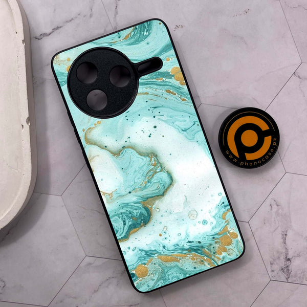 Xiaomi Poco F7 Pro 5G - Aqua Blue Marble Design - Premium Metal Printed soft Bumper shock Proof Case