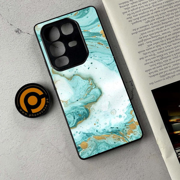 Infinix Note 50 - Aqua Blue Marble Design - Premium Metal Printed Soft Bumper Shockproof Case