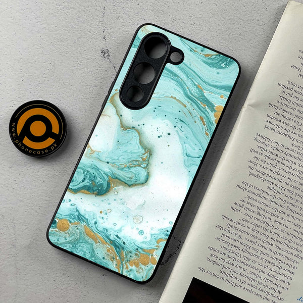Vivo Y04 - Aqua Blue Marble Design  - Premium Metal Printed soft Bumper shock Proof Case