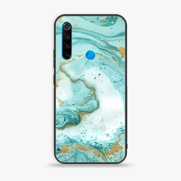 Xiaomi Redmi Note 8 - Aqua Blue Marble Design - Premium Printed Glass soft Bumper Shock Proof Case