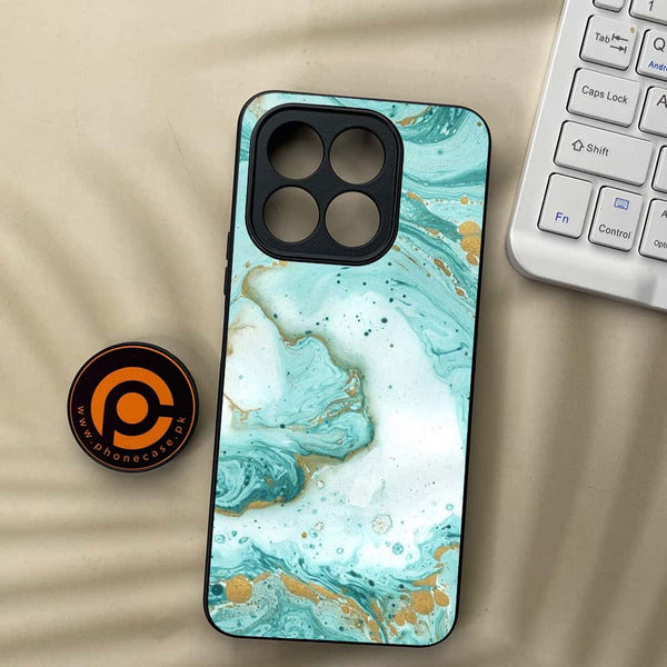 Honor X5b Plus - Aqua Blue Marble Design - Premium Metal Printed soft Bumper shock Proof Case