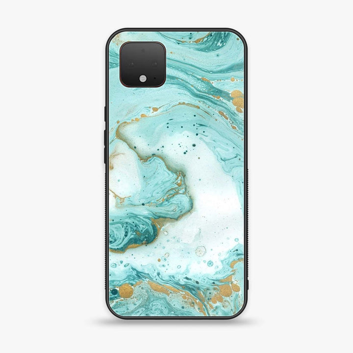 Google Pixel 4 - Aqua Blue Marble Design - Premium Metal Printed soft Bumper Shock Proof Case