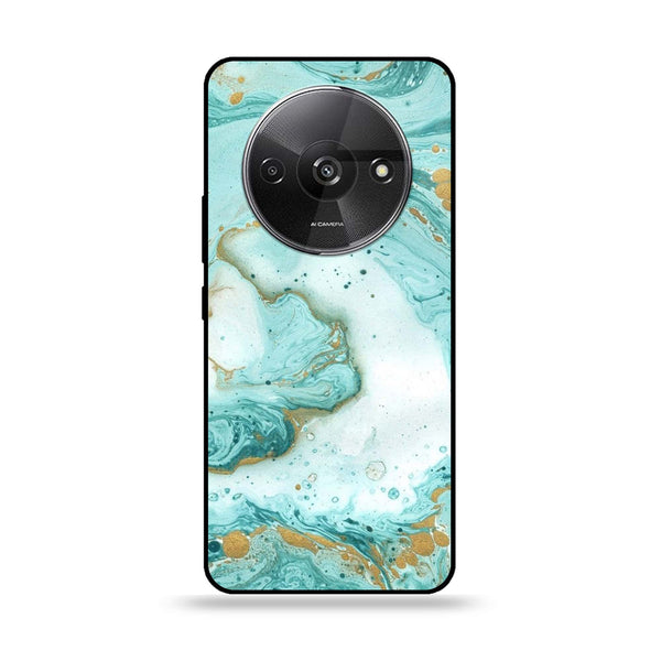 Xiaomi Redmi A3 - Aqua Blue Marble Design -  Premium Printed Metal soft Bumper shock Proof Case