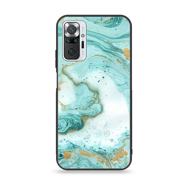 Xiaomi Redmi Note 10 Pro/Note 10 Pro Max - Aqua Blue Marble Design - Premium Printed Glass soft Bumper Shock Proof Case CS-10114