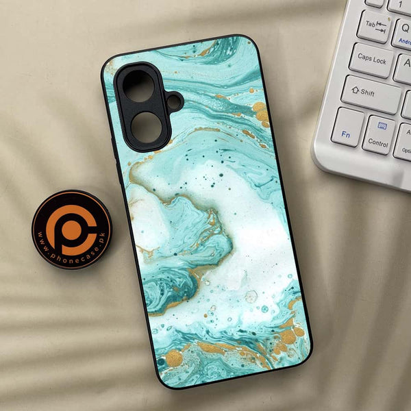 Tecno Spark Go 2 - Aqua Blue Marble Design - Premium Metal Printed soft Bumper Shock Proof Case