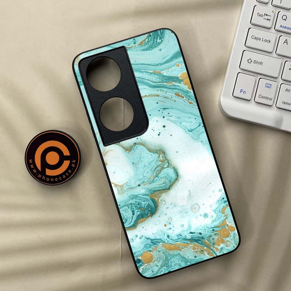 Honor x7b - Aqua Blue Marble Design - Premium Metal Printed soft Bumper shock Proof Case
