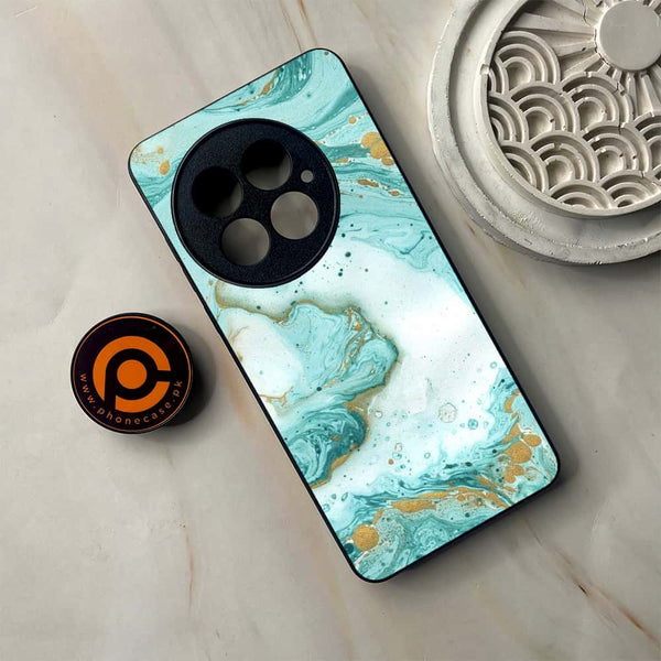 OnePlus 13 - Aqua Blue Marble Design - Premium Metal Printed soft Bumper shock Proof Case