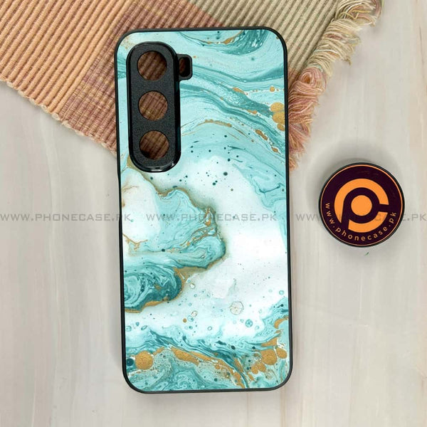 Infinix Hot 60i - Aqua Blue Marble Design - Premium Metal Printed soft Bumper shock Proof Case