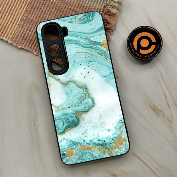 Vivo Y400 - Aqua Blue Marble Design - Premium Metal Printed soft Bumper shock Proof Case