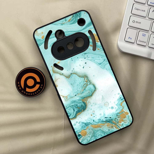 Nothing Phone 3a - Aqua Blue Marble Design - Premium Metal Printed soft Bumper shock Proof Case