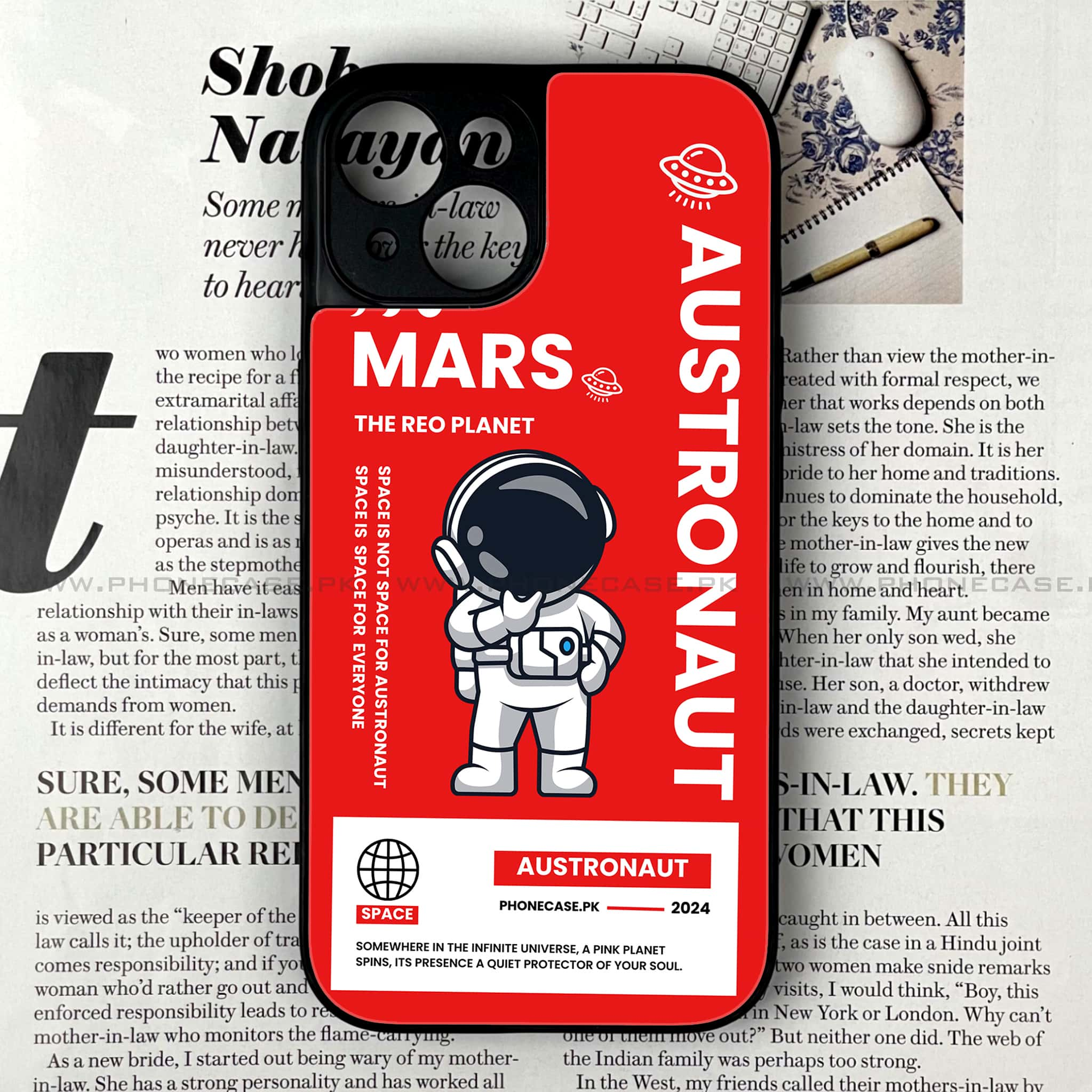 iPhone 15 - Astronaut Series - Premium Printed Glass soft Bumper shock Proof Case