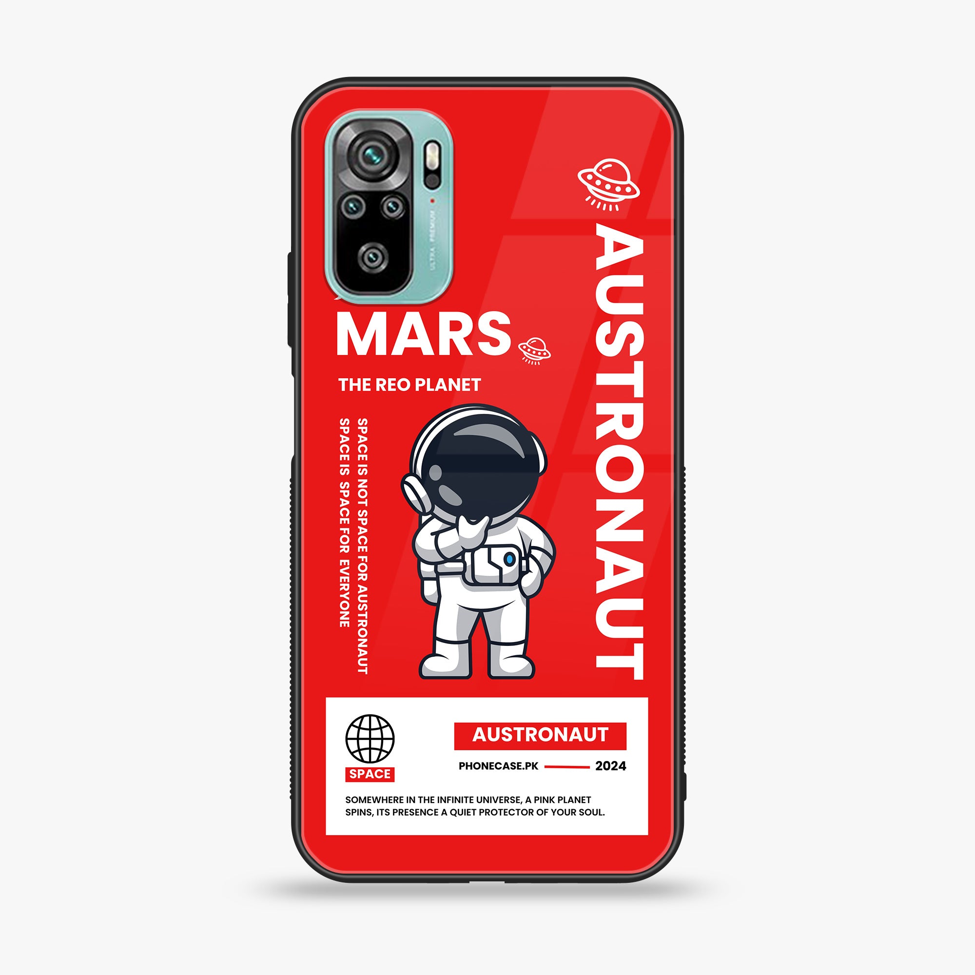 Redmi 10 - Astronaut Series - Premium Printed Glass soft Bumper shock Proof Case