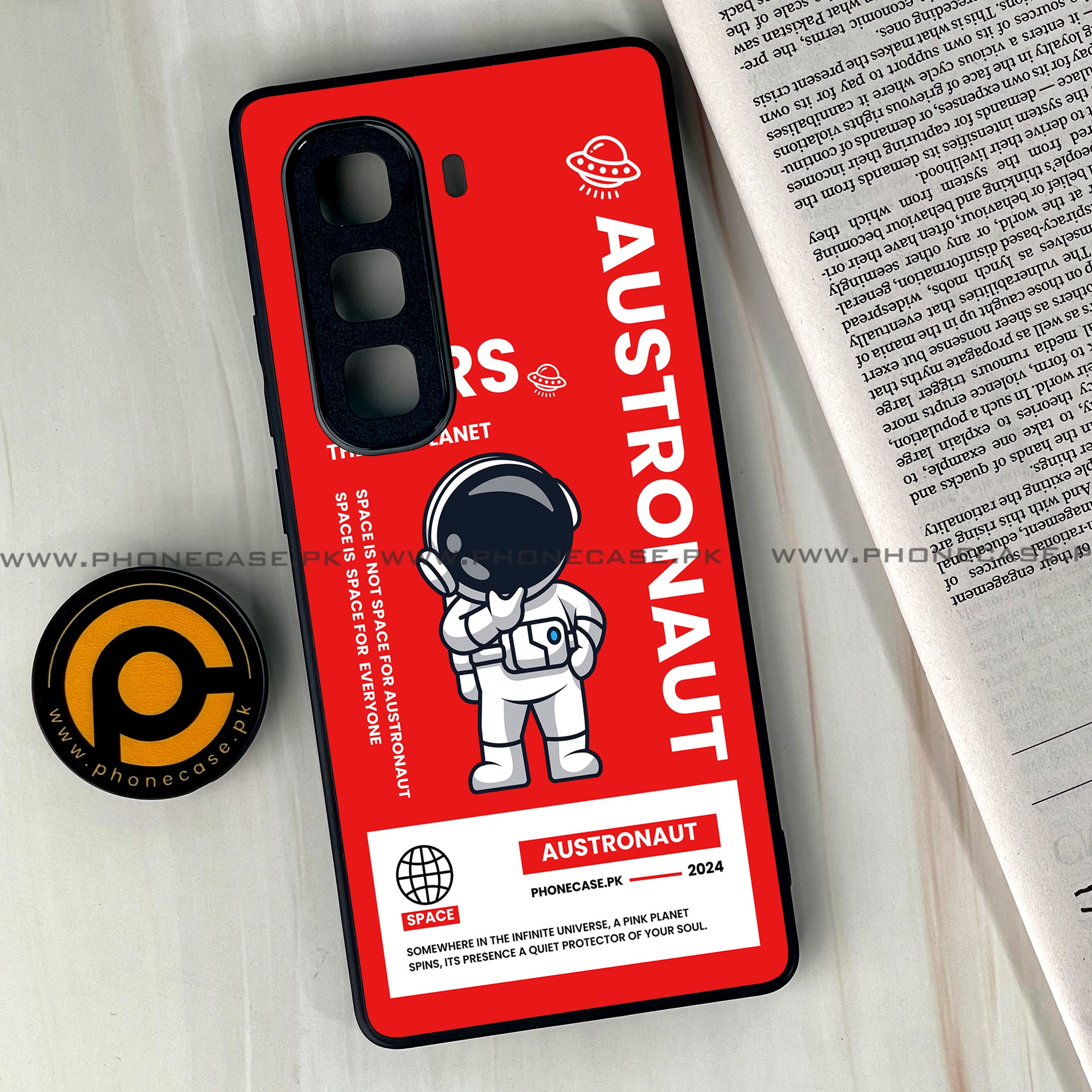 Infinix Hot 50 Pro Plus - Astronaut Series - Premium Printed Glass soft Bumper shock Proof Case