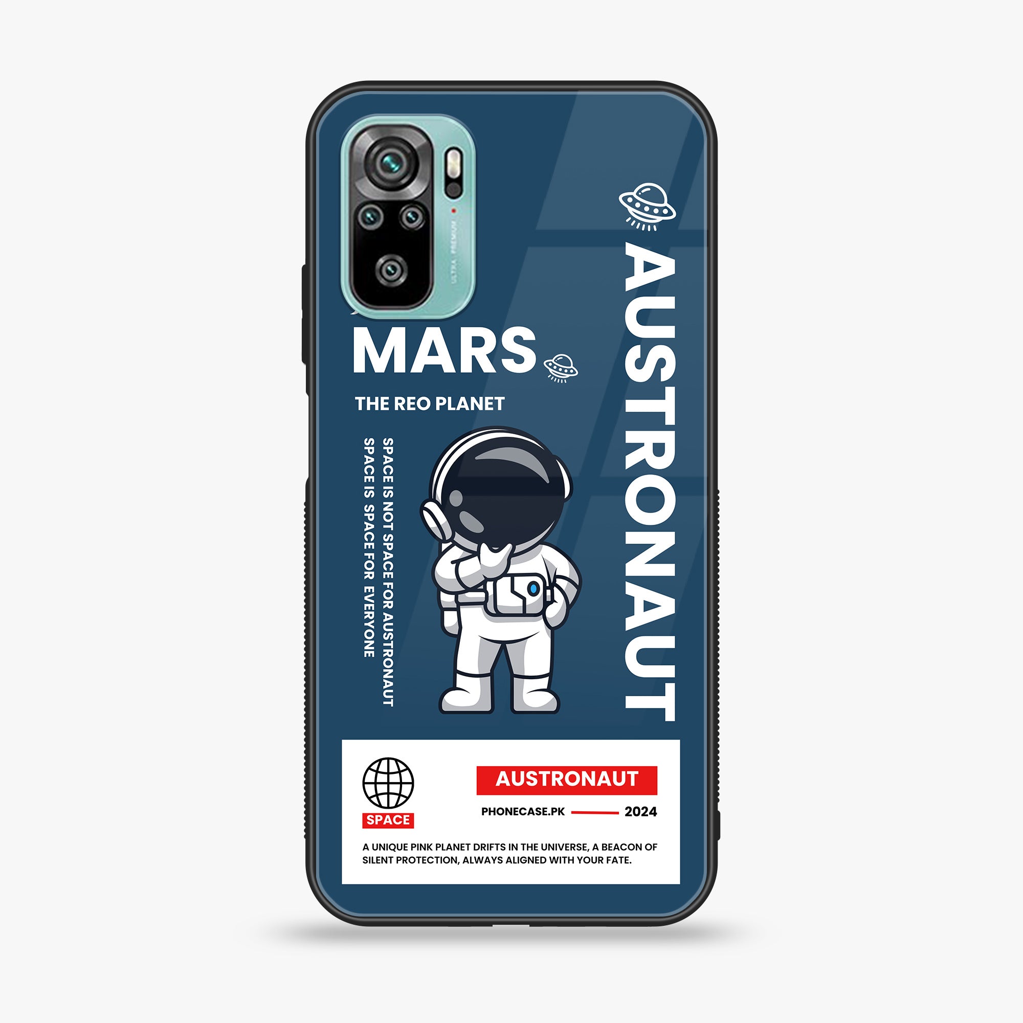 Redmi 10 - Astronaut Series - Premium Printed Glass soft Bumper shock Proof Case