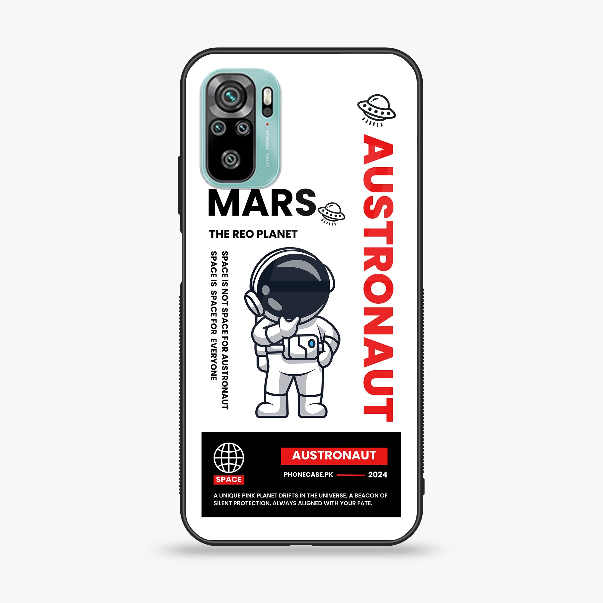 Redmi 10 - Astronaut Series - Premium Printed Glass soft Bumper shock Proof Case