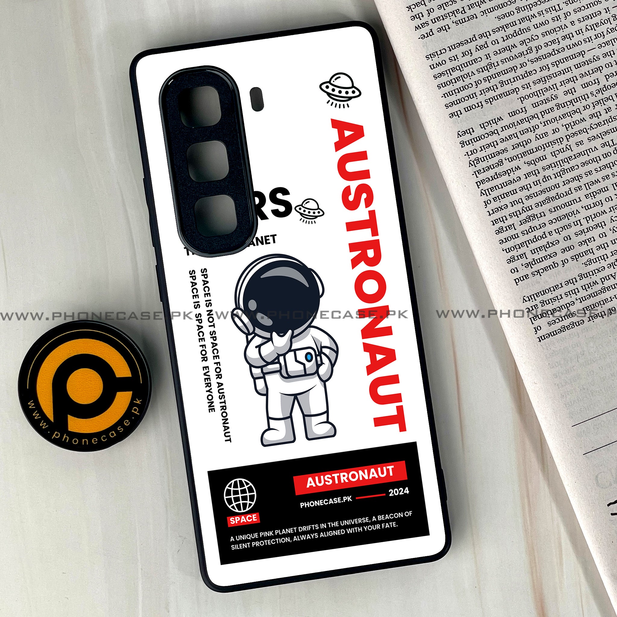 Infinix Hot 50 Pro Plus - Astronaut Series - Premium Printed Glass soft Bumper shock Proof Case