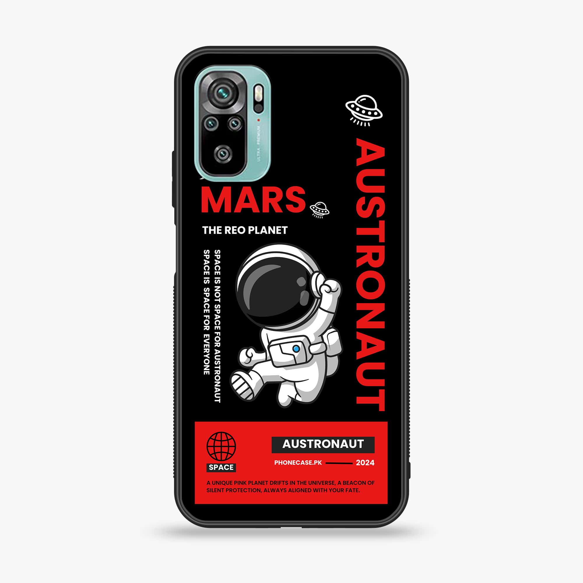 Xiaomi Redmi Note 10 - Astronaut Series - Premium Printed Glass soft Bumper shock Proof Case