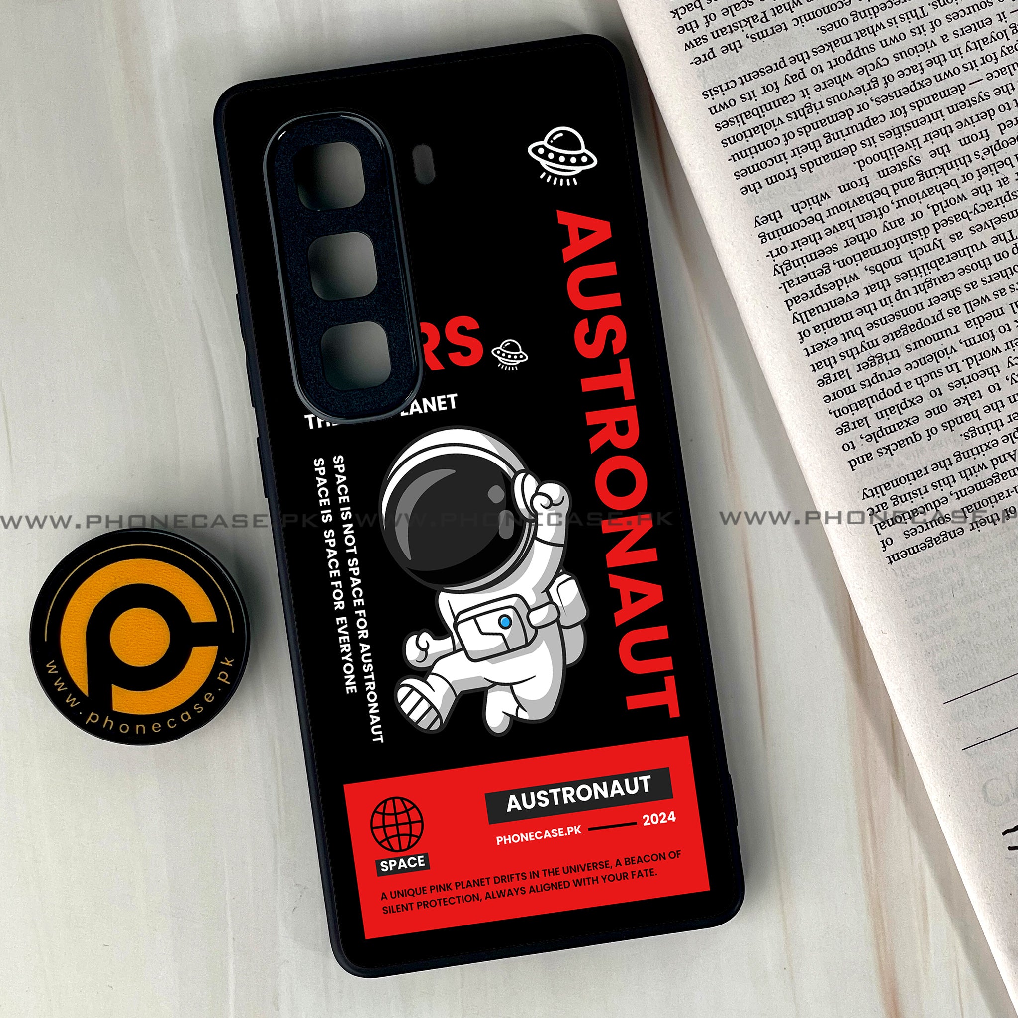 Infinix Hot 50 Pro Plus - Astronaut Series - Premium Printed Glass soft Bumper shock Proof Case