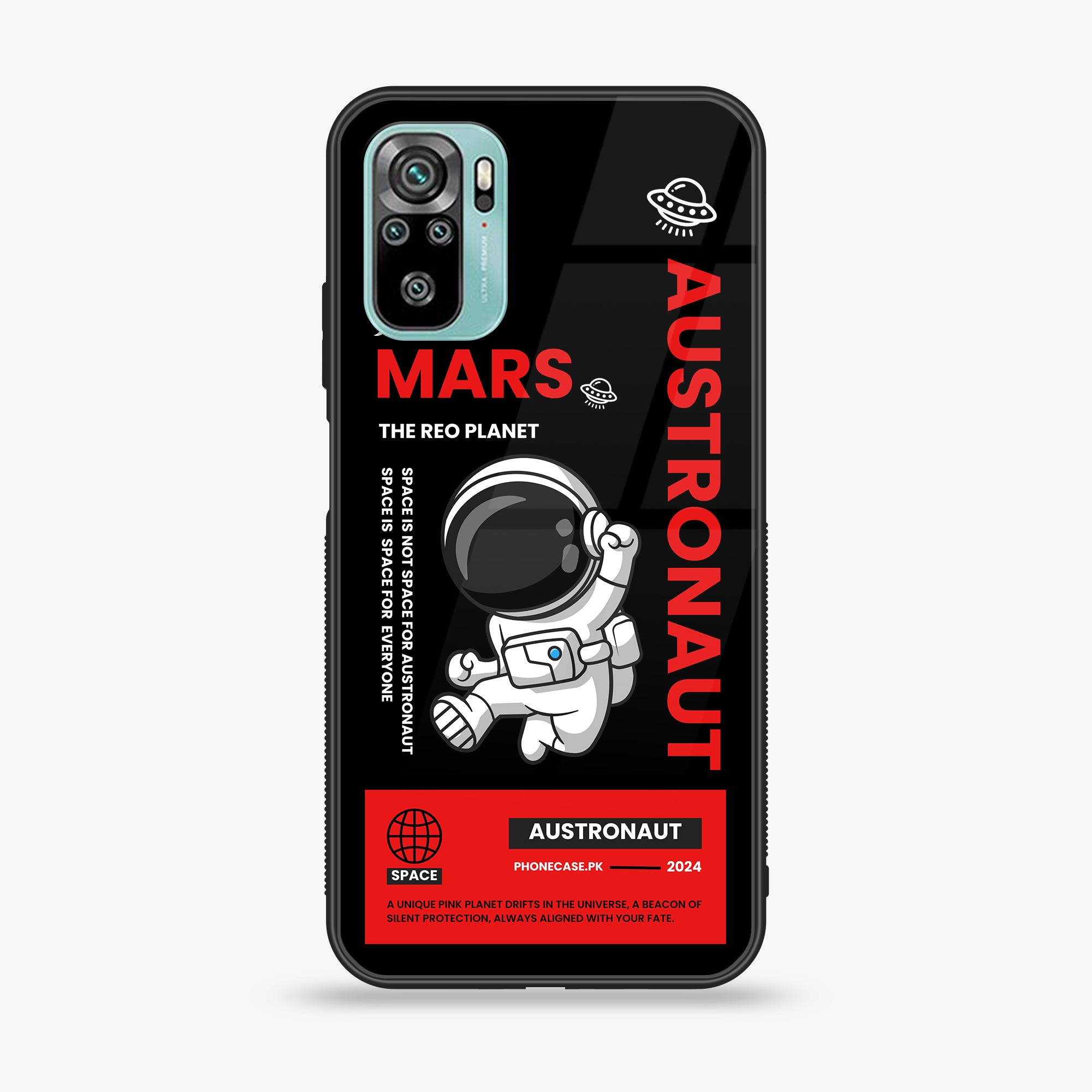 Redmi 10 - Astronaut Series - Premium Printed Glass soft Bumper shock Proof Case