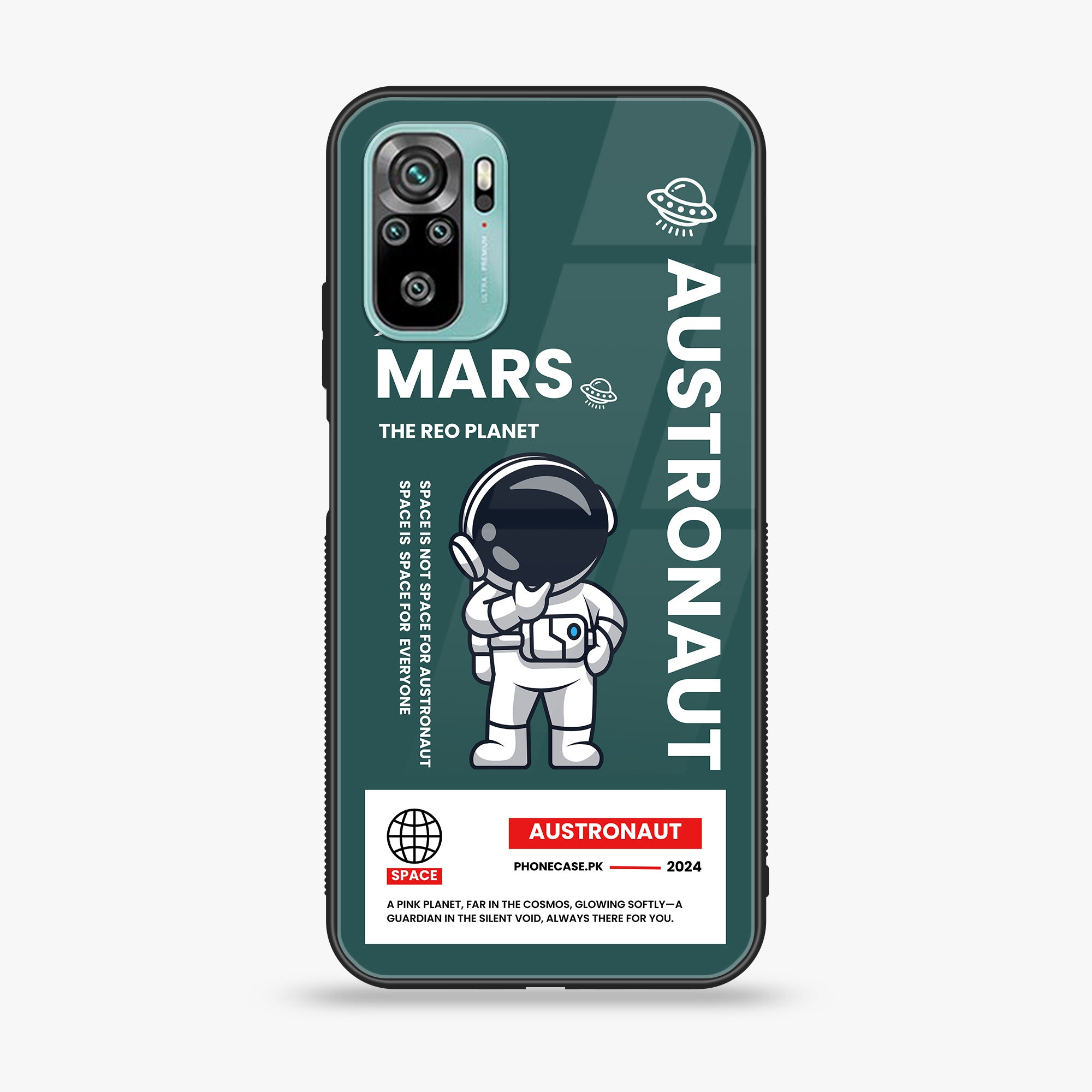 Redmi 10 - Astronaut Series - Premium Printed Glass soft Bumper shock Proof Case