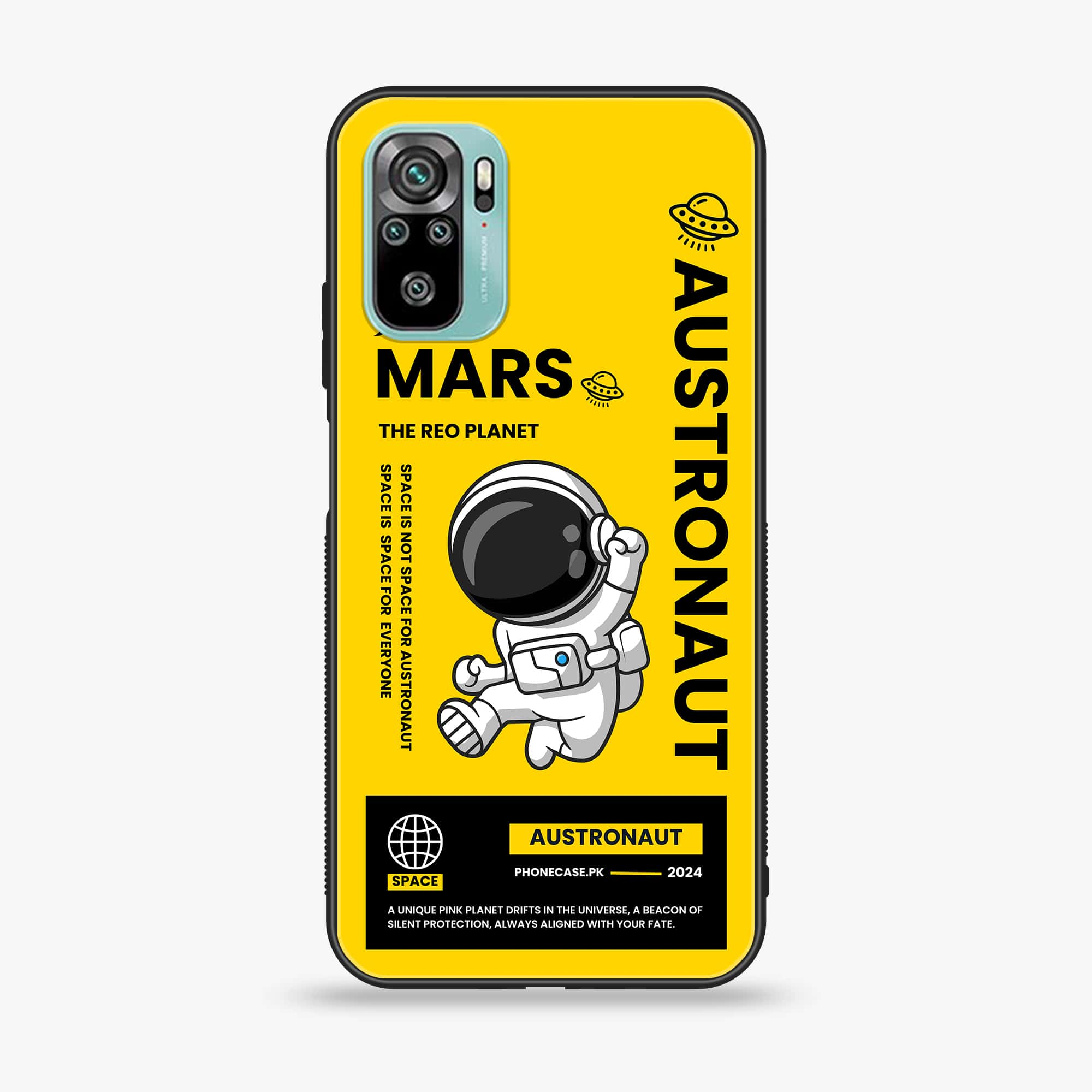 Xiaomi Redmi Note 10 - Astronaut Series - Premium Printed Glass soft Bumper shock Proof Case