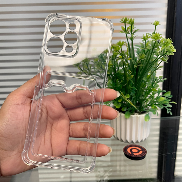 Xiaomi Redmi 12 Wallet Card Holder Transparent Slot ShockProof Case