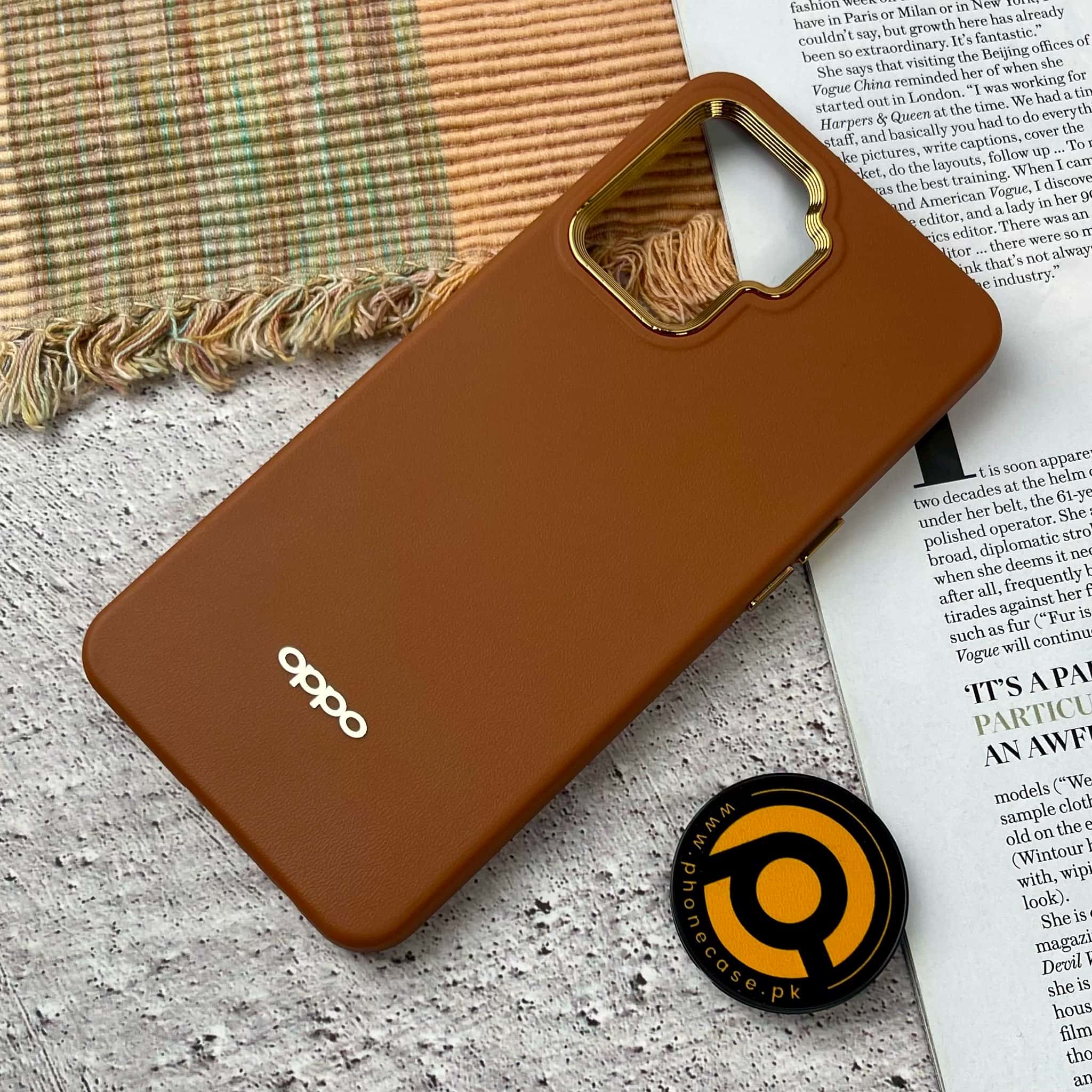 Oppo F19 Pro/ A94/ Reno 5 Lite Premium Dual layer Leather Feel Electroplated Case