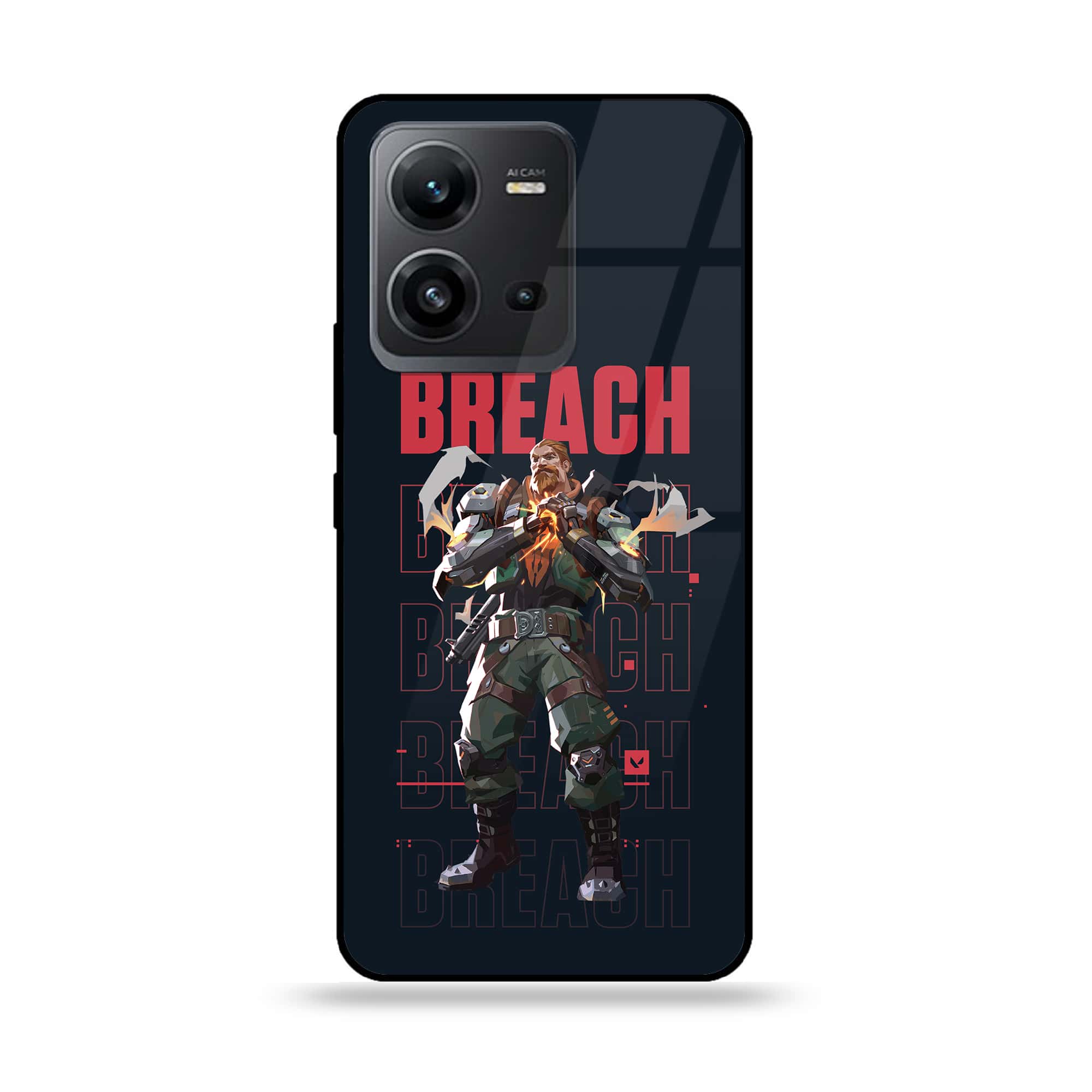 Vivo V25 5G - Battle-Ready Series - Premium Printed Glass soft Bumper shock Proof Case