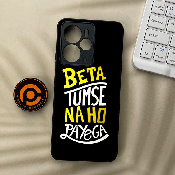Realme 14 5G - Beta Tum Se Na Ho Payega - Premium Metal Printed soft Bumper Shock Proof Case