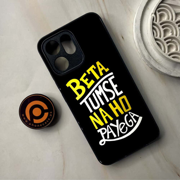Oppo Reno 14F - Beta Tum Se Na Ho Payega - Premium Metal Printed Soft Bumper Shockproof Case