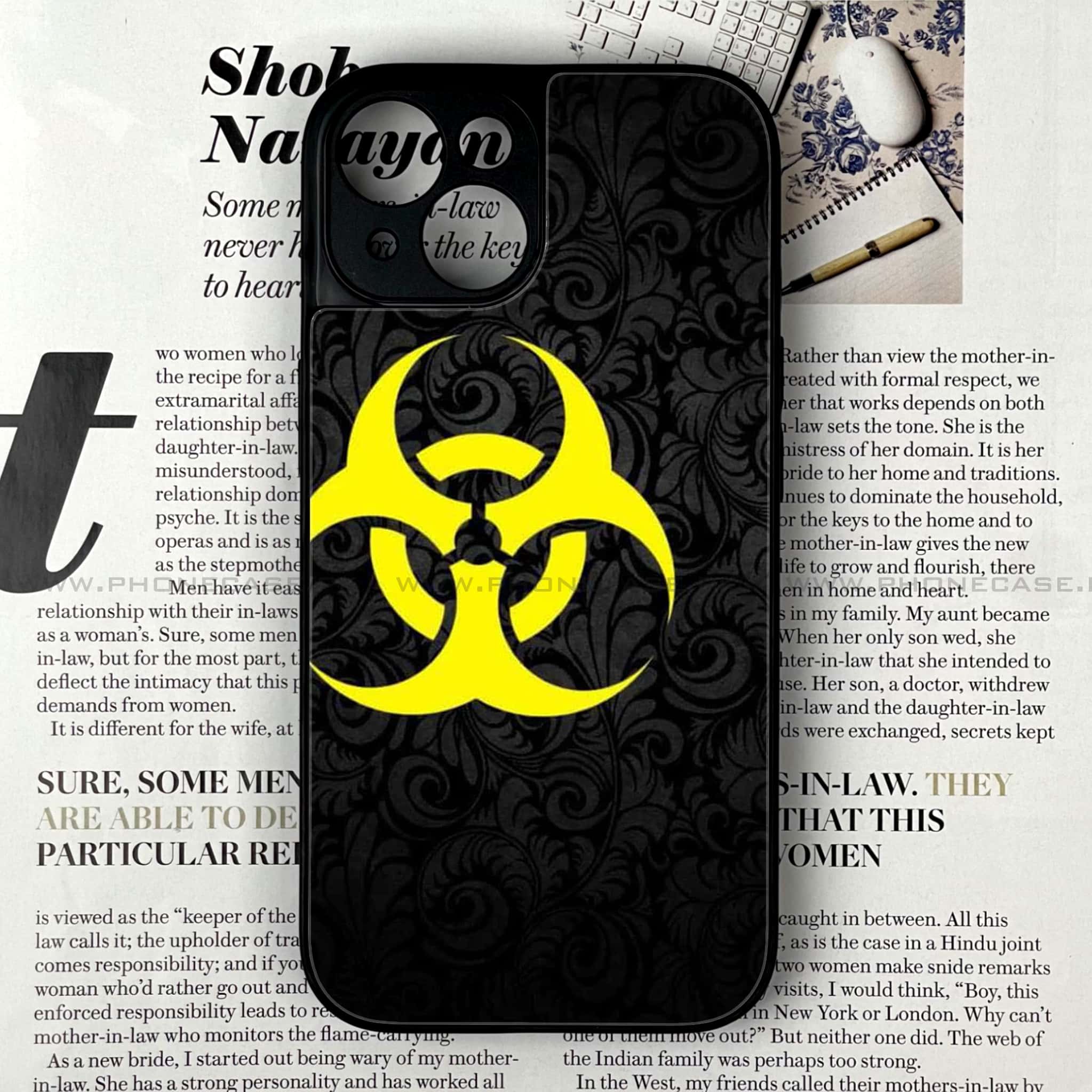 iPhone 15 - Biohazard Sign Series - Premium Printed Glass soft Bumper shock Proof Case