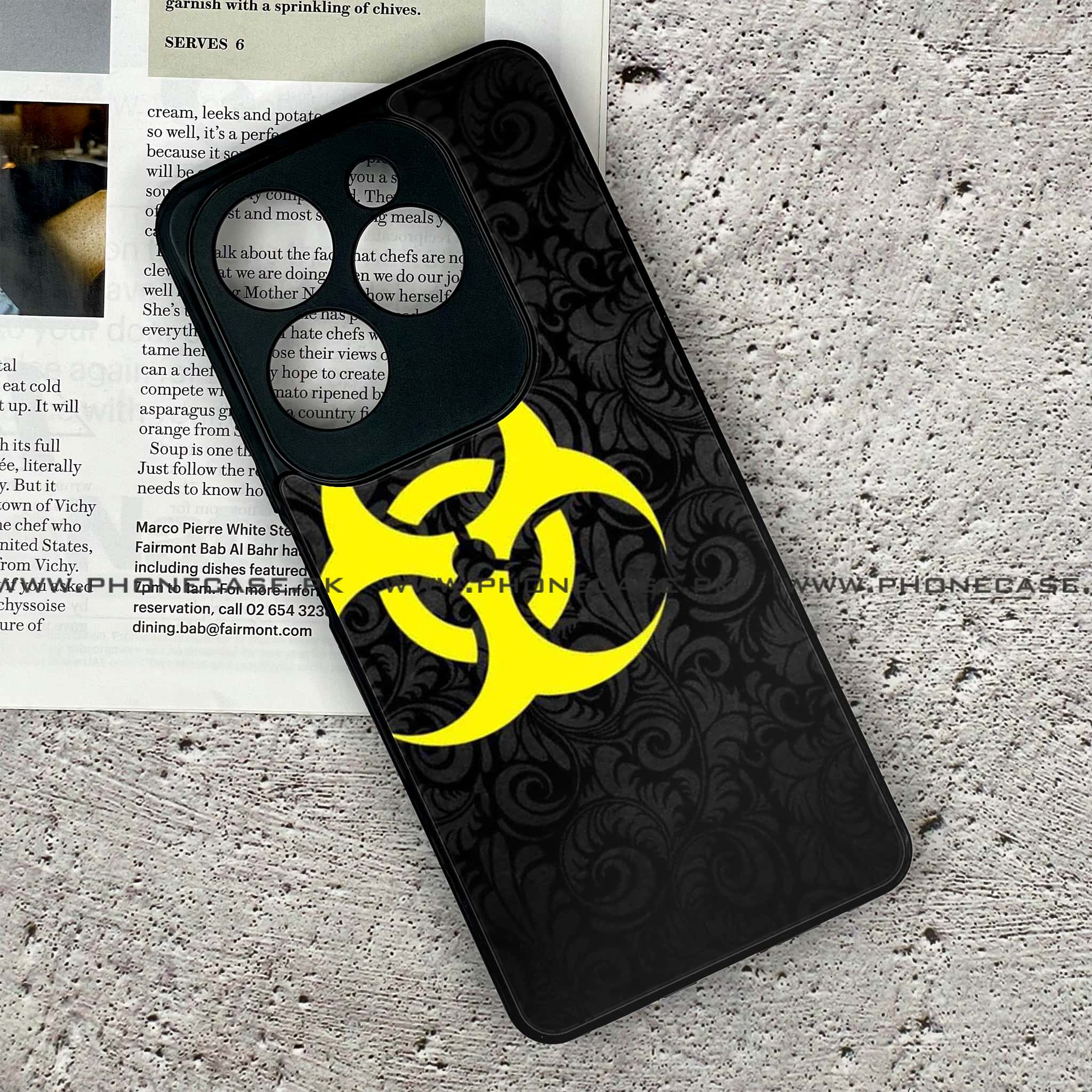 Infinix Hot 40 - Biohazard Sign Series - Premium Printed Glass soft Bumper shock Proof Case