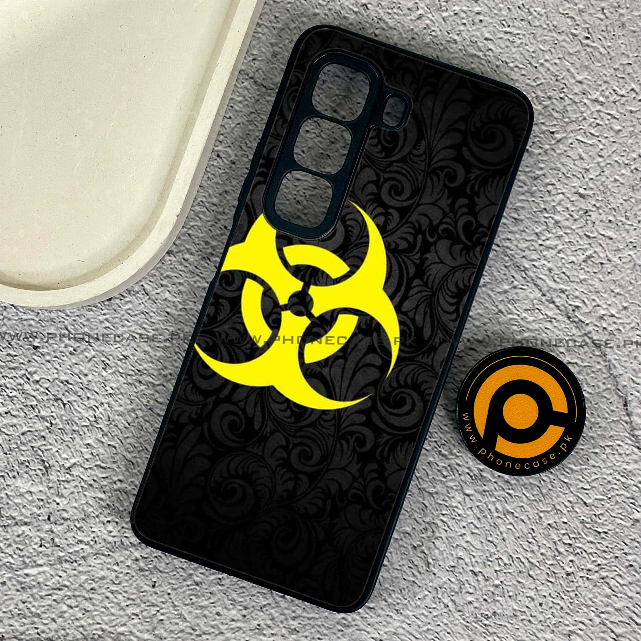 Infinix Hot 50 Pro - Biohazard Sign Series - Premium Printed Glass soft Bumper shock Proof Case