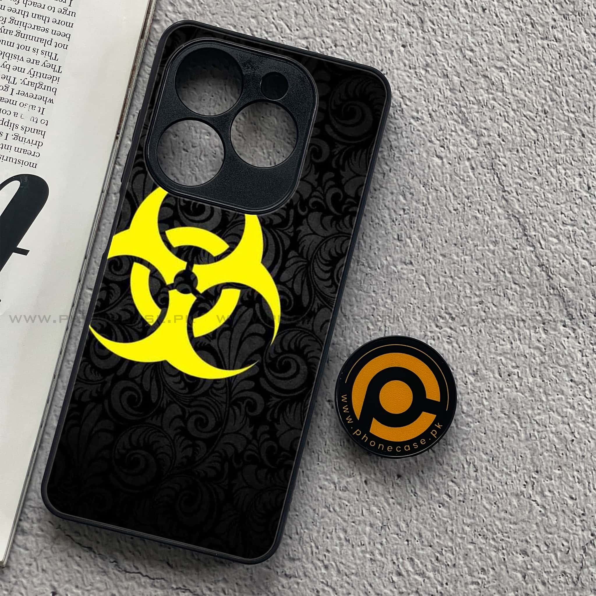 Tecno Spark 20C - Biohazard Sign Series - Premium Printed Glass soft Bumper shock Proof Case