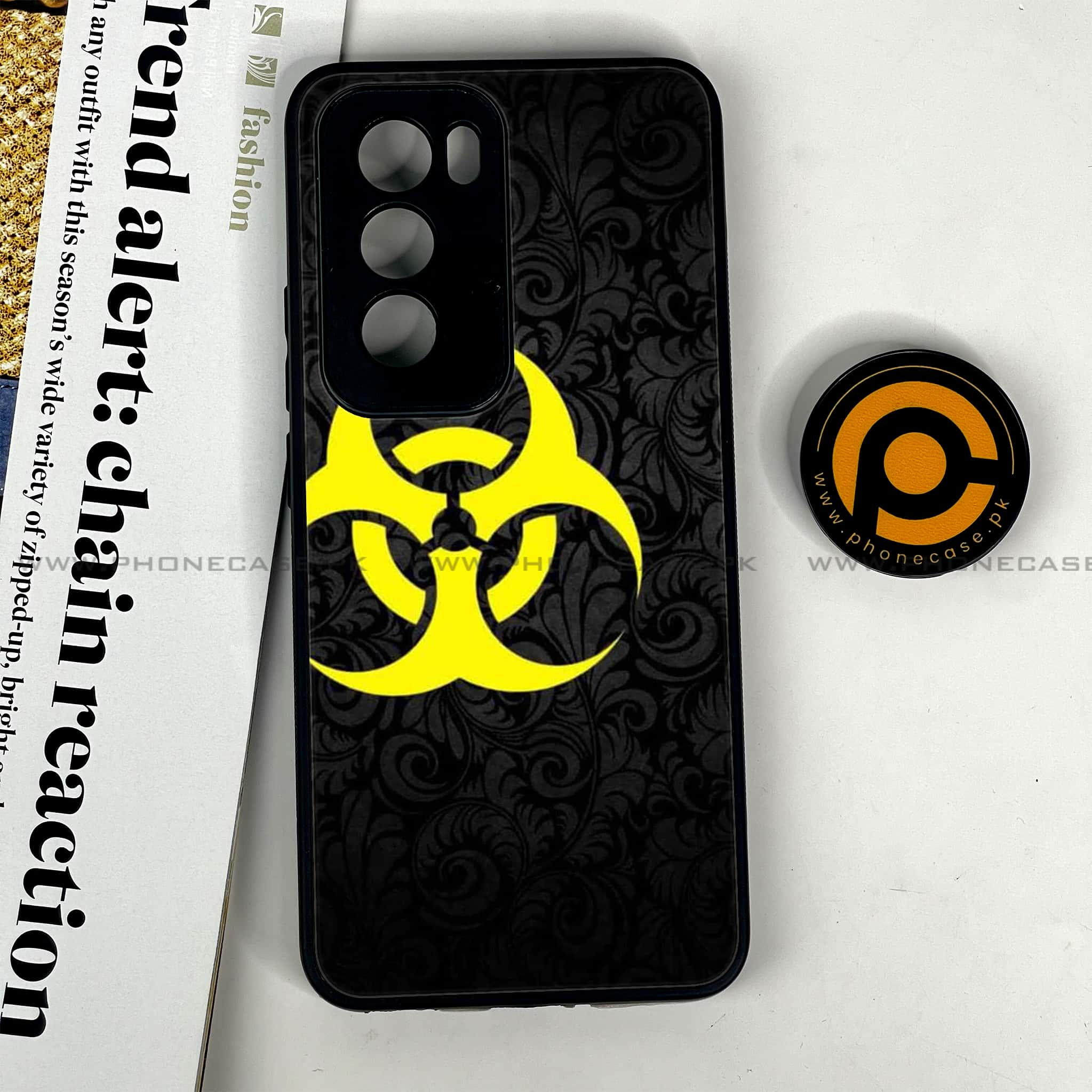 Oppo Reno 12 5G - Biohazard Sign Series - Premium Printed Glass soft Bumper shock Proof Case