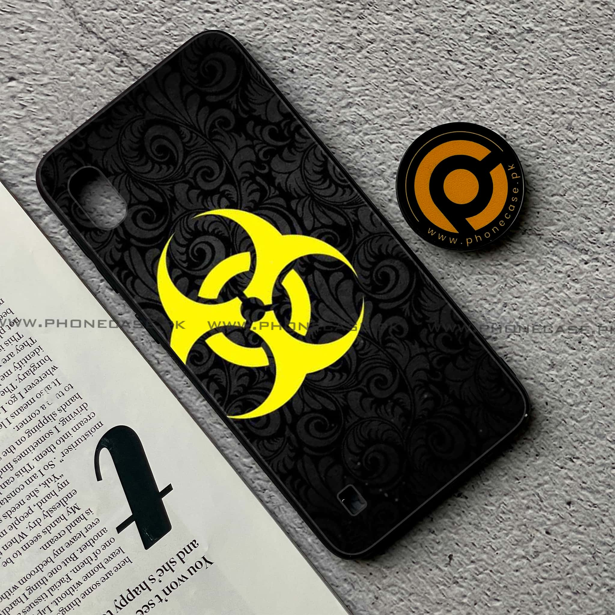 Samsung Galaxy A10 - Biohazard Sign Series - Premium Printed Glass soft Bumper shock Proof Case