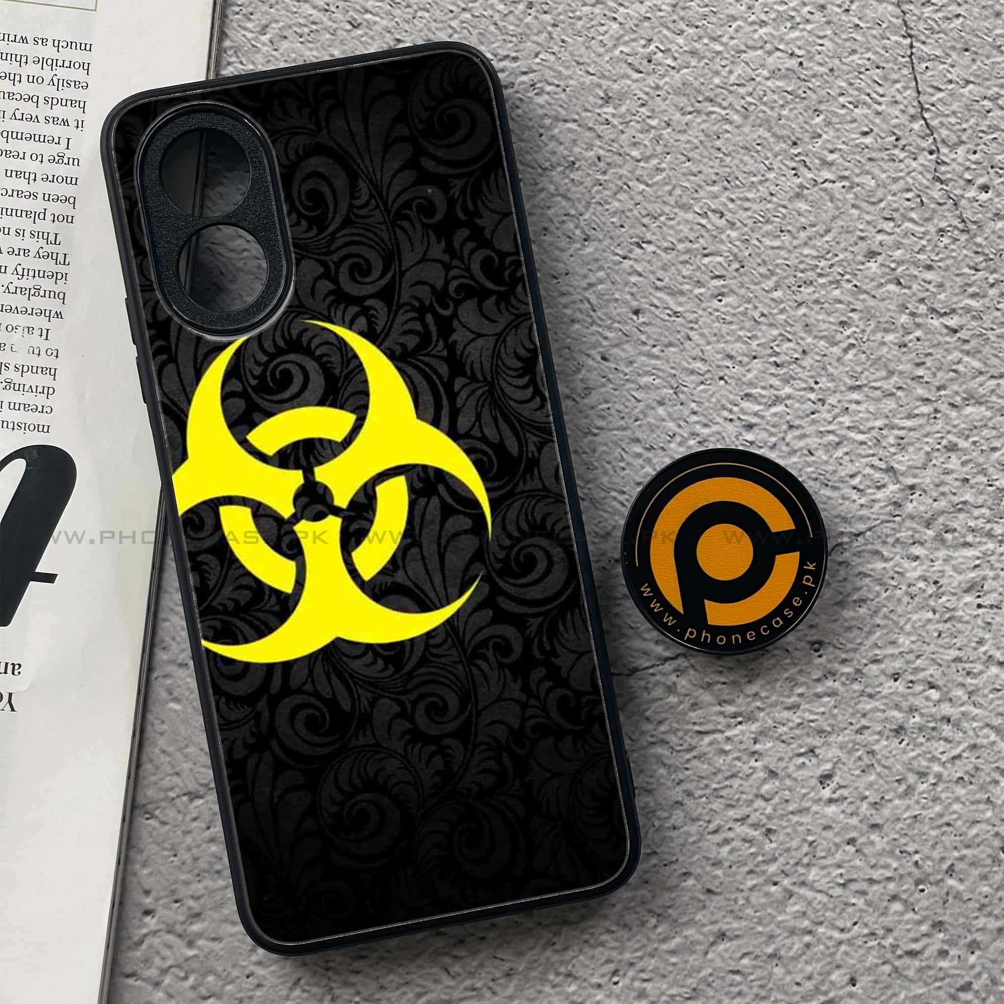 Oppo A18 4G - Biohazard Sign Series - Premium Printed Glass soft Bumper shock Proof Case
